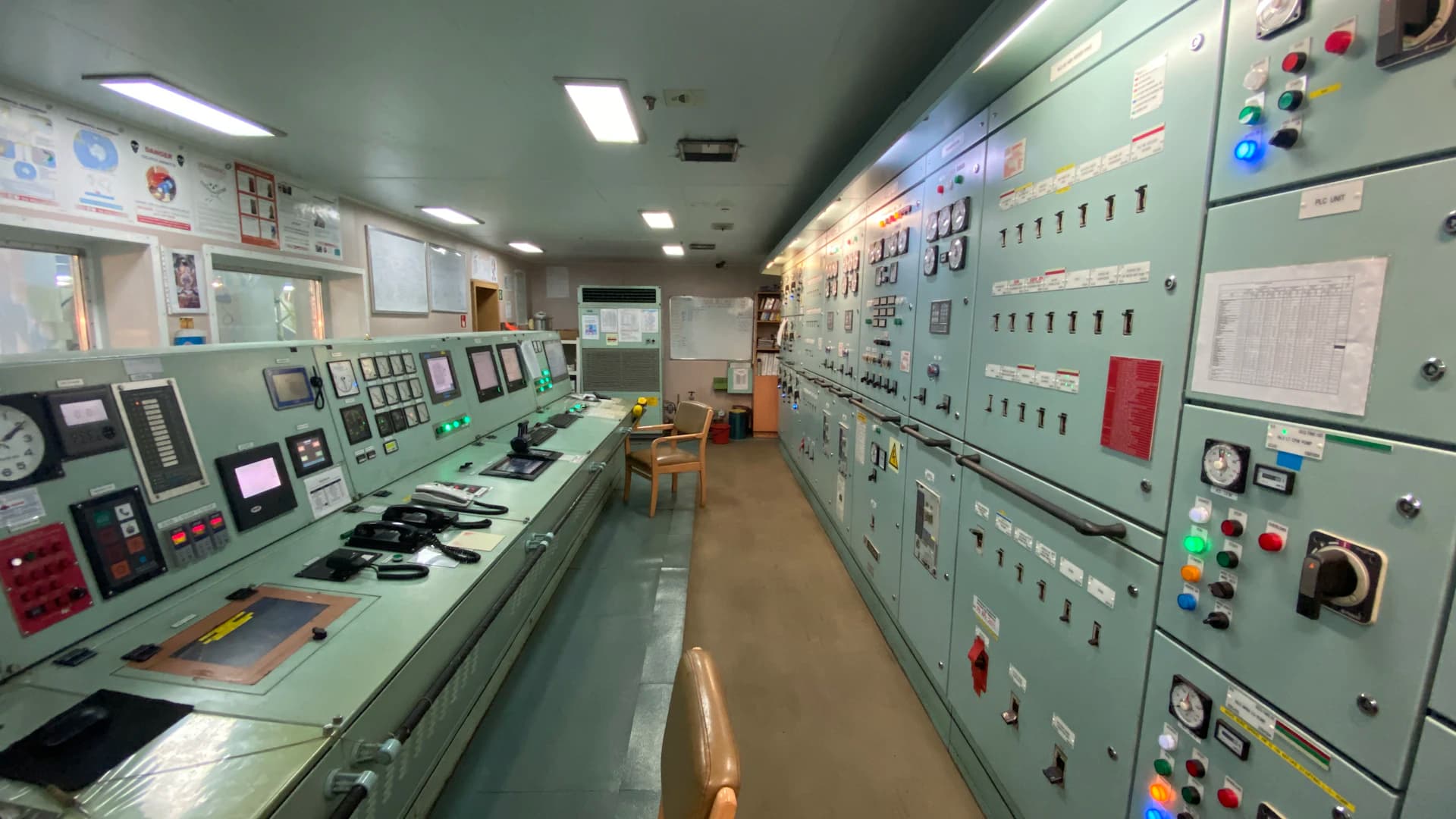 An industrial control room with automation and monitoring equipment